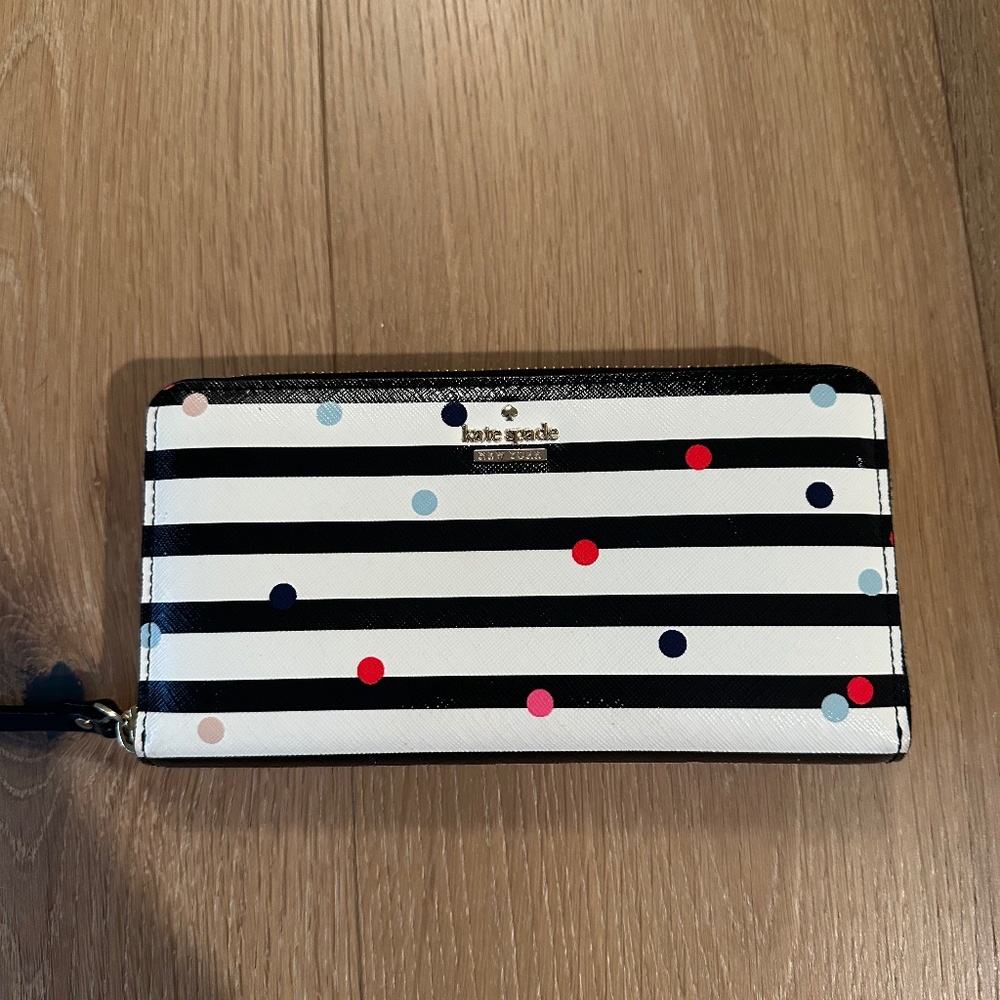 Kate Spade Black & Off White Polka Dot Wallet
